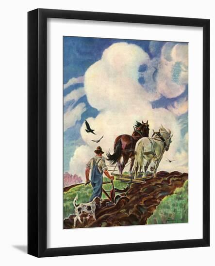 "Horse-Drawn Plow,"March 1, 1939-Paul Bransom-Framed Giclee Print