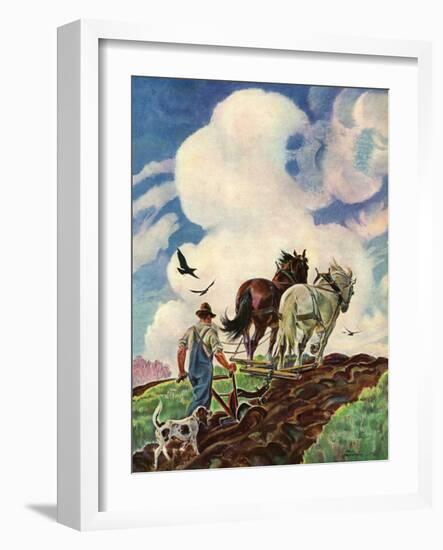 "Horse-Drawn Plow,"March 1, 1939-Paul Bransom-Framed Giclee Print