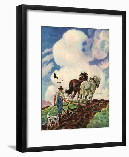 "Horse-Drawn Plow,"March 1, 1939-Paul Bransom-Framed Giclee Print