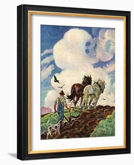 "Horse-Drawn Plow,"March 1, 1939-Paul Bransom-Framed Giclee Print
