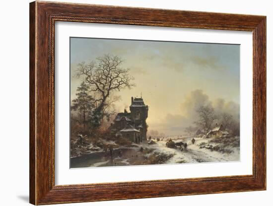 Horse-Drawn Sledge in the Snow-Frederik Marianus Kruseman-Framed Giclee Print