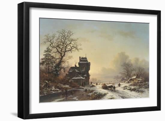 Horse-Drawn Sledge in the Snow-Frederik Marianus Kruseman-Framed Giclee Print