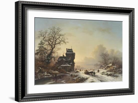 Horse-Drawn Sledge in the Snow-Frederik Marianus Kruseman-Framed Giclee Print