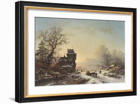 Horse-Drawn Sledge in the Snow-Frederik Marianus Kruseman-Framed Giclee Print