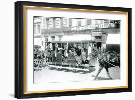 Horse-Drawn Tram in St. Petersburg, 1900s-null-Framed Photographic Print