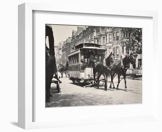 Horse-drawn tram, USA, early 1900s-Unknown-Framed Photographic Print