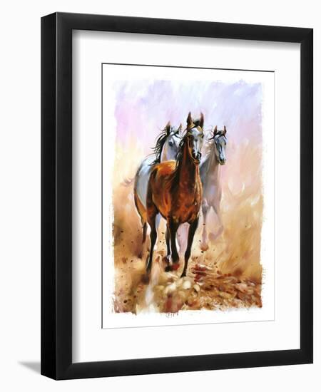 Horse Equestrian Passion Oil Painting Torn Edges-Marc Little-Framed Art Print