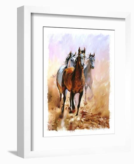 Horse Equestrian Passion Oil Painting Torn Edges-Marc Little-Framed Art Print