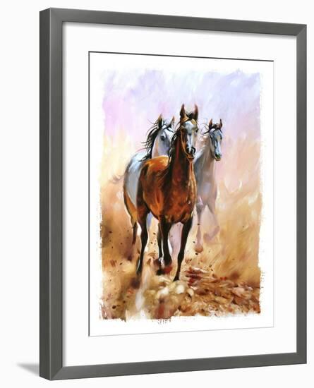 Horse Equestrian Passion Oil Painting Torn Edges-Marc Little-Framed Art Print