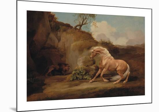 Horse Frightened by a Lion-George Stubbs-Mounted Premium Giclee Print