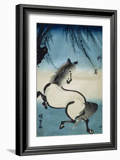 Horse Galloping under Willow Tree-Utagawa Kunisada-Framed Giclee Print