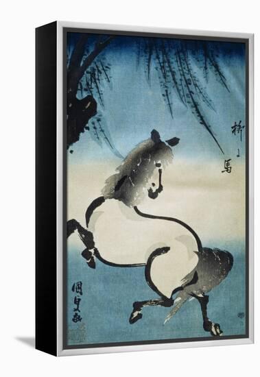 Horse Galloping under Willow Tree-Utagawa Kunisada-Framed Premier Image Canvas