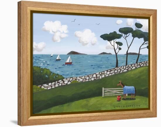 Horse, Gate and Sailing Boats-Sophie Harding-Framed Premier Image Canvas