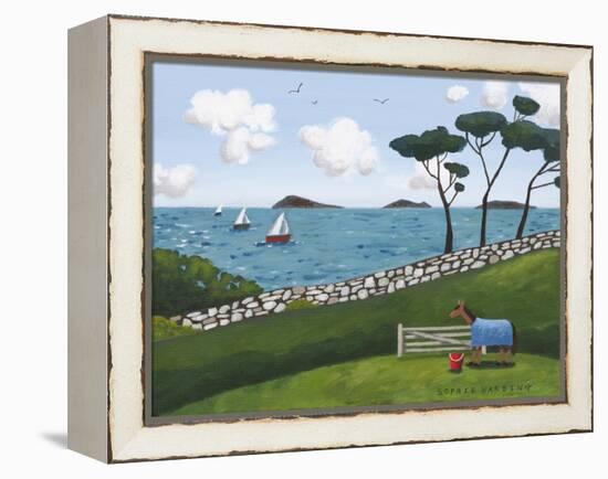 Horse, Gate and Sailing Boats-Sophie Harding-Framed Premier Image Canvas