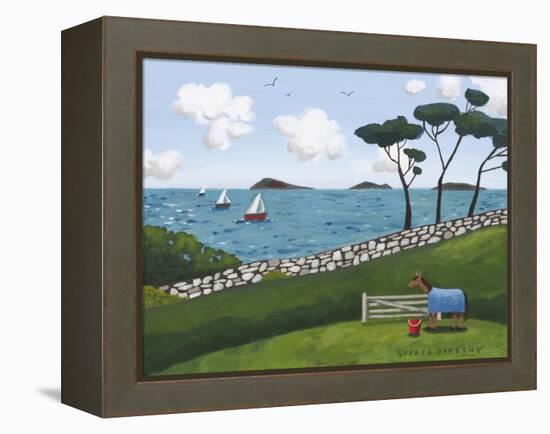 Horse, Gate and Sailing Boats-Sophie Harding-Framed Premier Image Canvas