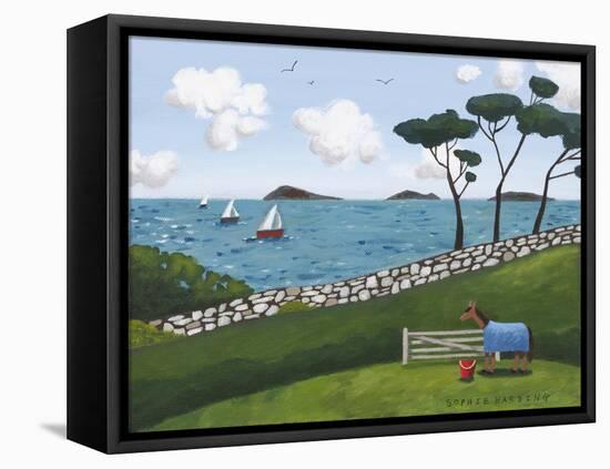 Horse, Gate and Sailing Boats-Sophie Harding-Framed Premier Image Canvas