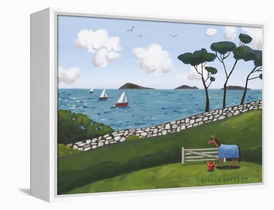 Horse, Gate and Sailing Boats-Sophie Harding-Framed Premier Image Canvas