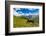 Horse grazing with Khaldechala River Valley and Caucasian mountains in background-Jan Miracky-Framed Photographic Print