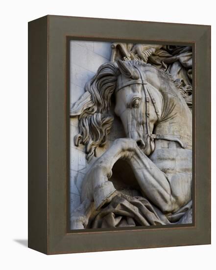 Horse Head Detail on the Arc de Triomphe, Paris, France-Jim Zuckerman-Framed Premier Image Canvas