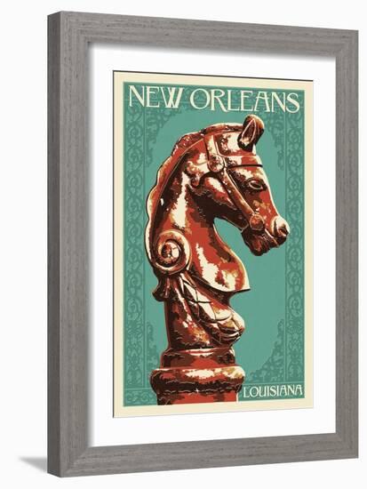 Horse Head Hitch - New Orleans, Louisiana-Lantern Press-Framed Art Print