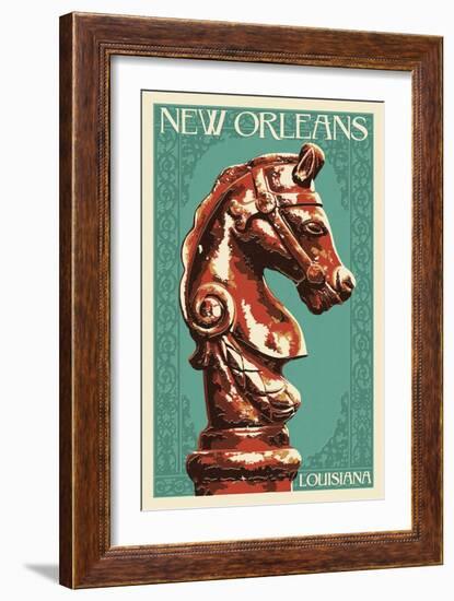Horse Head Hitch - New Orleans, Louisiana-Lantern Press-Framed Art Print