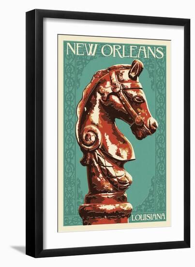 Horse Head Hitch - New Orleans, Louisiana-Lantern Press-Framed Art Print