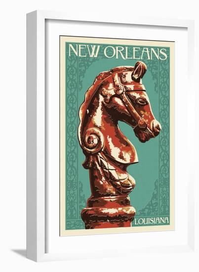 Horse Head Hitch - New Orleans, Louisiana-Lantern Press-Framed Art Print