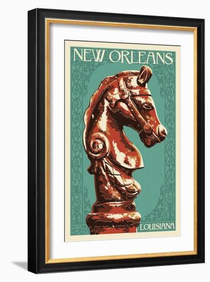 Horse Head Hitch - New Orleans, Louisiana-Lantern Press-Framed Art Print