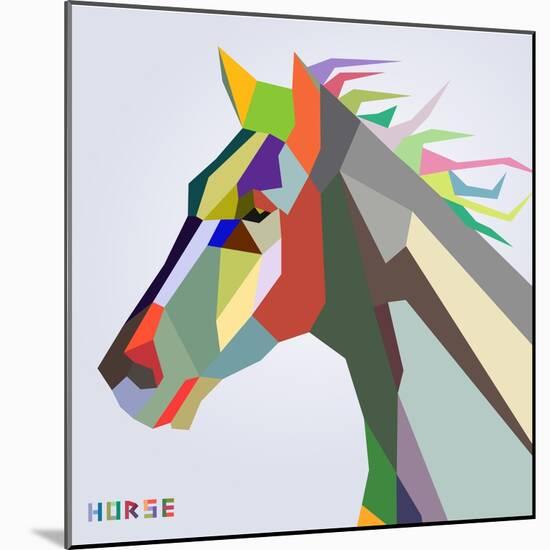 Horse Head Symbol of New Year 2014 Trendy Style Geometric Vector-EverstRuslan-Mounted Art Print