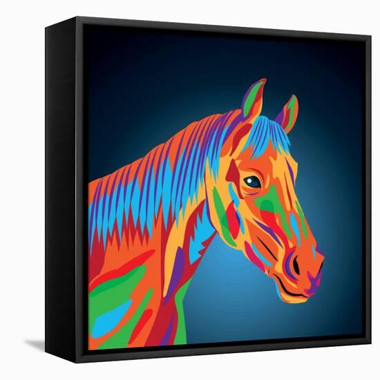 Horse Icon. Animal and Art Design. Graphic-Jemastock-Framed Stretched Canvas