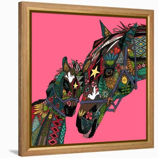 Horse Love Pink-Sharon Turner-Framed Stretched Canvas