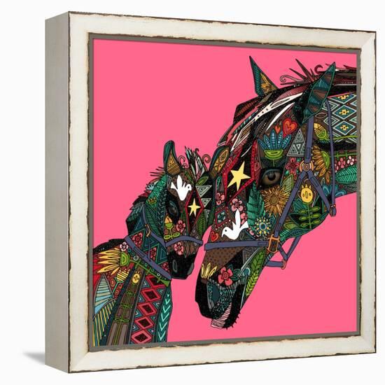 Horse Love Pink-Sharon Turner-Framed Stretched Canvas