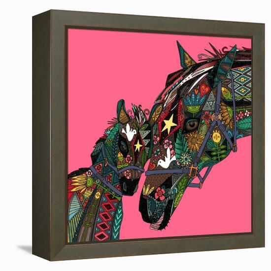Horse Love Pink-Sharon Turner-Framed Stretched Canvas