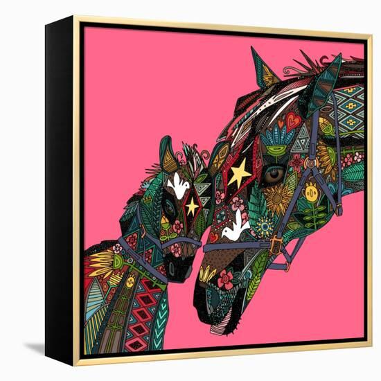 Horse Love Pink-Sharon Turner-Framed Stretched Canvas
