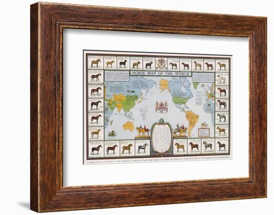 Horse Map of the World Showing Different Breeds-null-Framed Photographic Print