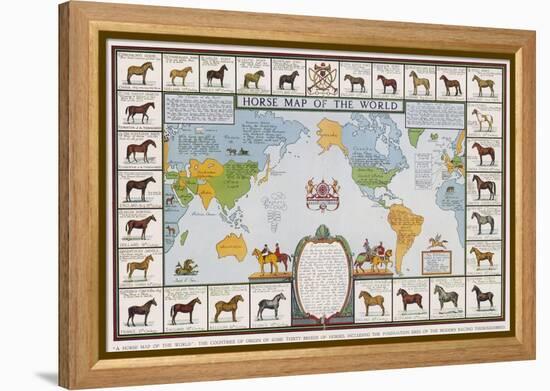 Horse Map of the World Showing Different Breeds-null-Framed Premier Image Canvas