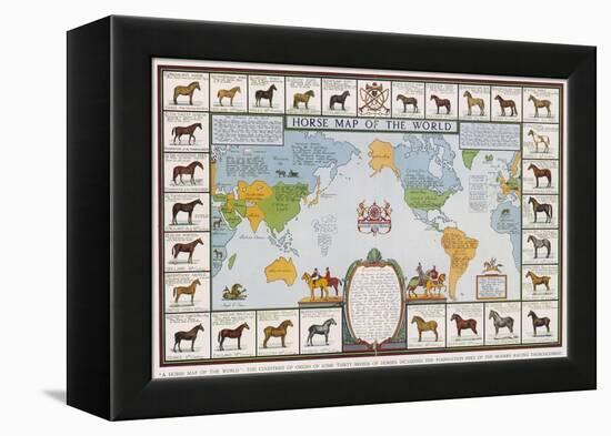 Horse Map of the World Showing Different Breeds-null-Framed Premier Image Canvas