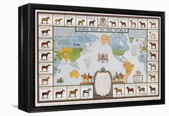 Horse Map of the World Showing Different Breeds-null-Framed Premier Image Canvas