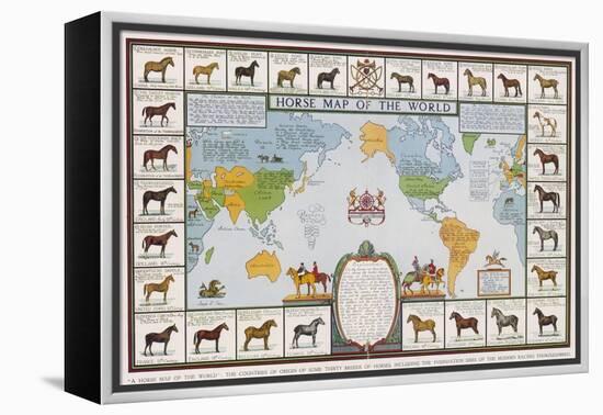 Horse Map of the World Showing Different Breeds-null-Framed Premier Image Canvas