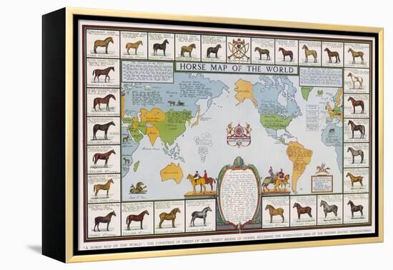 Horse Map of the World Showing Different Breeds-null-Framed Premier Image Canvas