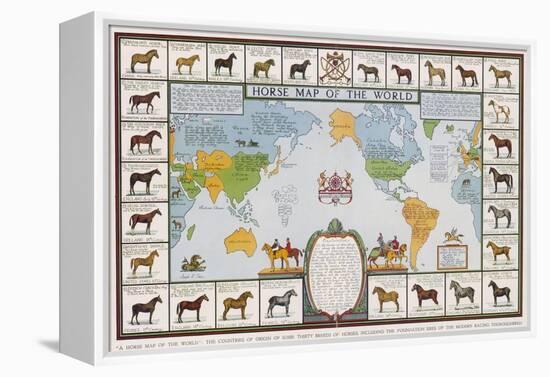 Horse Map of the World Showing Different Breeds-null-Framed Premier Image Canvas