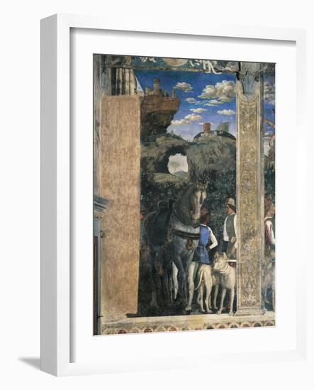 Horse, Mastiffs and Grooms of Count Ludovico Gonzaga, Detail from Meeting Wall-Andrea Mantegna-Framed Giclee Print