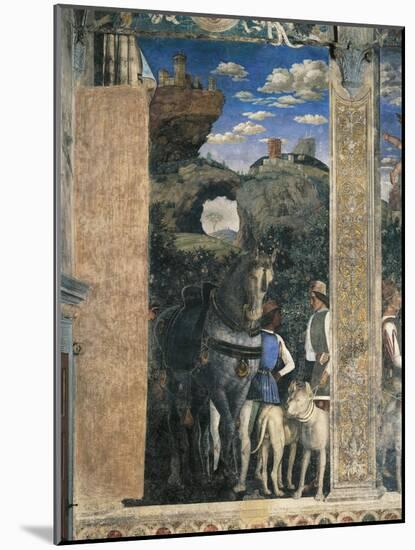 Horse, Mastiffs and Grooms of Count Ludovico Gonzaga, Detail from Meeting Wall-Andrea Mantegna-Mounted Giclee Print