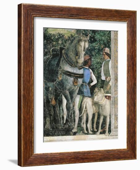 Horse, Mastiffs and Grooms of Count Ludovico Gonzaga, Detail from Wall of Meeting, 1465-1474-Andrea Mantegna-Framed Giclee Print