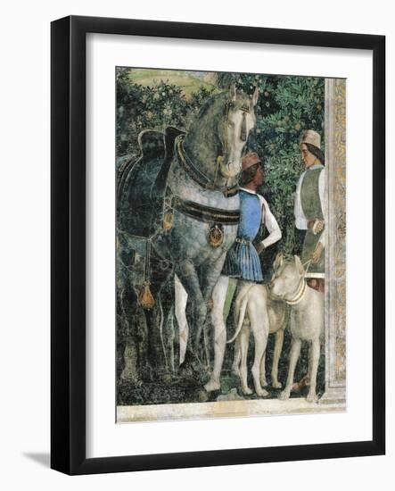 Horse, Mastiffs and Grooms of Count Ludovico Gonzaga, Detail from Wall of Meeting, 1465-1474-Andrea Mantegna-Framed Giclee Print