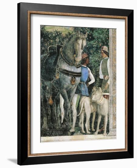 Horse, Mastiffs and Grooms of Count Ludovico Gonzaga, Detail from Wall of Meeting, 1465-1474-Andrea Mantegna-Framed Giclee Print