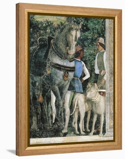 Horse, Mastiffs and Grooms of Count Ludovico Gonzaga, Detail from Wall of Meeting, 1465-1474-Andrea Mantegna-Framed Premier Image Canvas