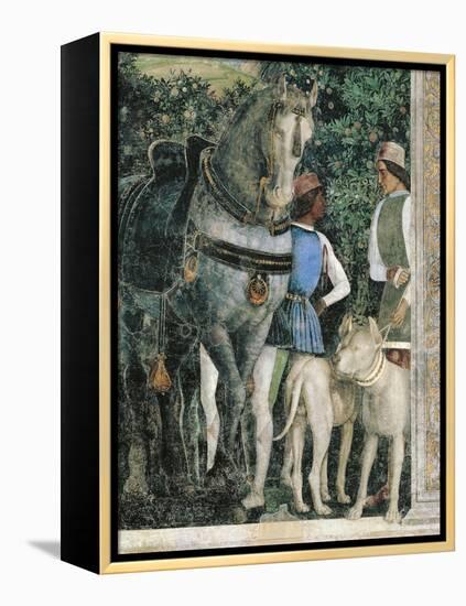 Horse, Mastiffs and Grooms of Count Ludovico Gonzaga, Detail from Wall of Meeting, 1465-1474-Andrea Mantegna-Framed Premier Image Canvas