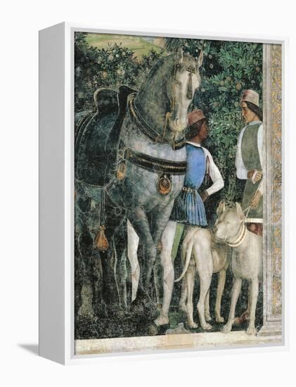 Horse, Mastiffs and Grooms of Count Ludovico Gonzaga, Detail from Wall of Meeting, 1465-1474-Andrea Mantegna-Framed Premier Image Canvas