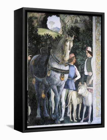 Horse, Mastiffs and Grooms of Count Ludovico Gonzaga, Detail from Wall of Meeting, 1465-1474-Andrea Mantegna-Framed Premier Image Canvas